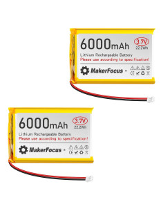 Batería de Polímero de Litio 6000mAh YELUFT 2pcs con Conector PH2.0