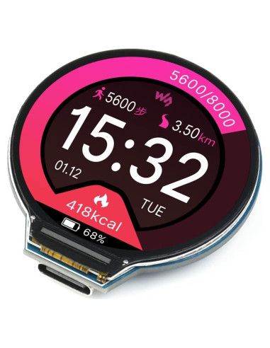 Placa MCU Waveshare RP2040 con LCD 1.28" 240x240 IPS