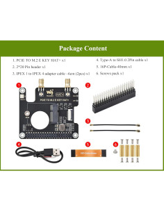 Adaptador HAT PCIe a M.2 E Key Wonrabai para Raspberry Pi 5 2