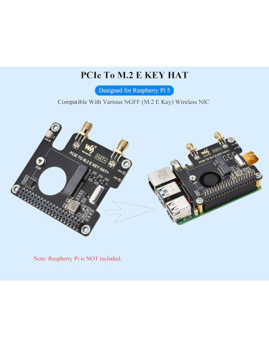 Adaptador HAT PCIe a M.2 E Key Wonrabai para Raspberry Pi 5