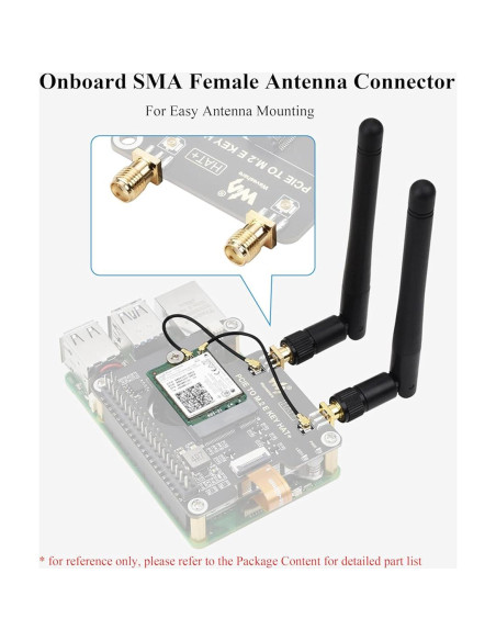 Adaptador HAT PCIe a M.2 E Key Wonrabai para Raspberry Pi 5