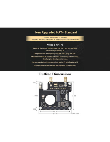 Adaptador HAT PCIe a M.2 E Key Wonrabai para Raspberry Pi 5