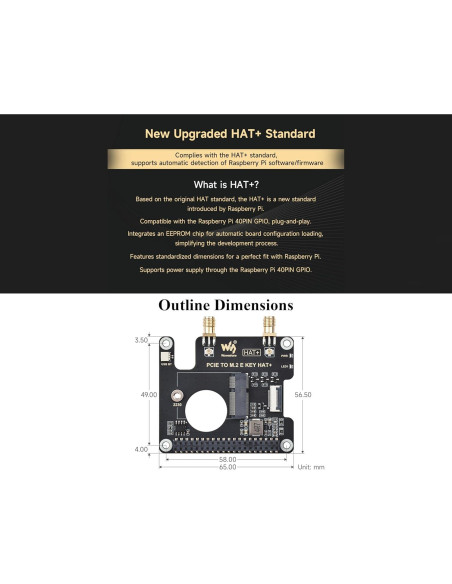 Adaptador HAT PCIe a M.2 E Key Wonrabai para Raspberry Pi 5