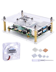 Caja Acrílica GeeekPi para Raspberry Pi 4B y 3B+ con Ventilador