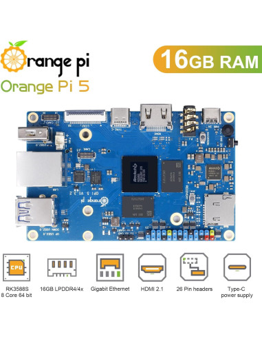 Computadora de Placa Única Orange Pi 5 16GB Rockchip RK3588S