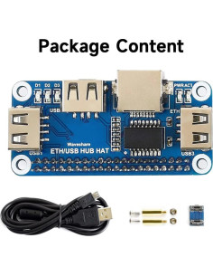 HUB HAT Waveshare Ethernet y USB para Raspberry Pi 5/4B/3B 2