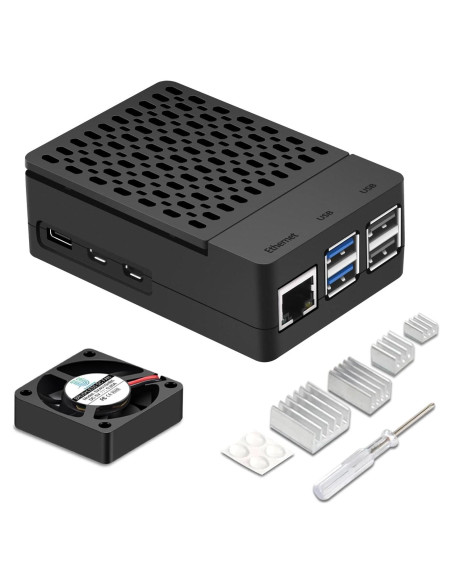 Caja Raspberry Pi 5 MazerPi con Ventilador y Disipadores