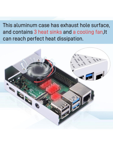 Caja de Aluminio GeeekPi para Raspberry Pi 4 con Ventilador