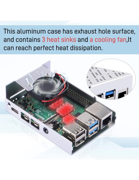 Caja de Aluminio GeeekPi para Raspberry Pi 4 con Ventilador