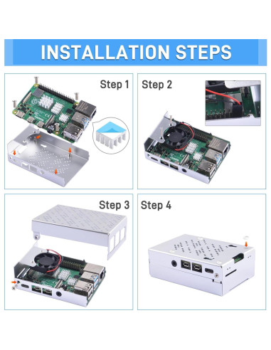 Caja de Aluminio GeeekPi para Raspberry Pi 4 con Ventilador