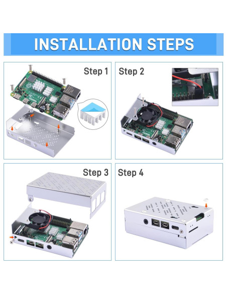 Caja de Aluminio GeeekPi para Raspberry Pi 4 con Ventilador