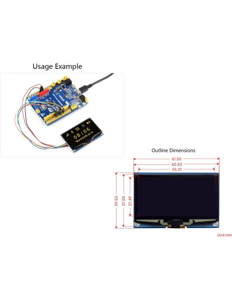 Módulo OLED 2.42" Waveshare 128x64 SPI/I2C Blanco