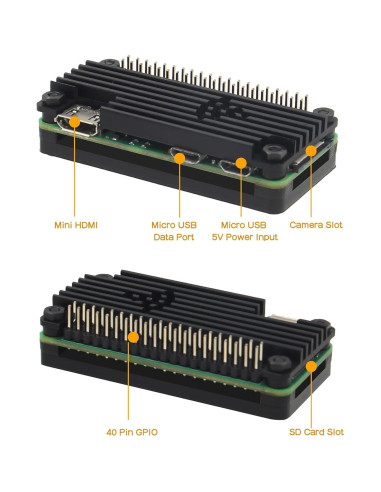 Caja disipador aluminio para Raspberry Pi Zero 2W 6.5x3cm