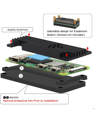 Caja disipador aluminio para Raspberry Pi Zero 2W 6.5x3cm