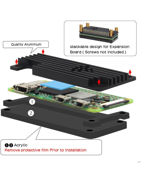 Caja disipador aluminio para Raspberry Pi Zero 2W 6.5x3cm