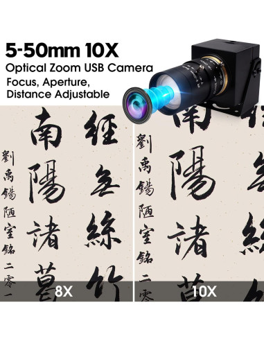 Cámara USB 4K IFWATER con Lente Varifocal 10X 5-50mm