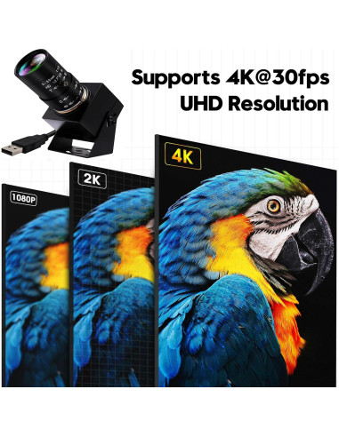 Cámara USB 4K IFWATER con Lente Varifocal 10X 5-50mm