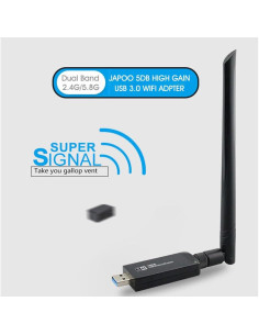 Adaptador USB WiFi JAPOO RTL8812AU 1200Mbps Doble Banda 5dBi 2
