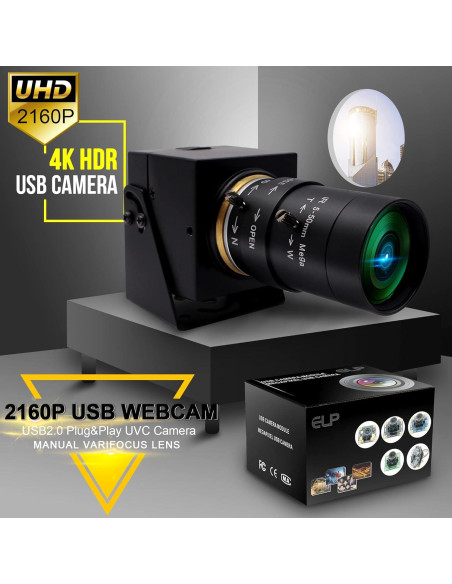 Cámara USB 4K IFWATER con Lente Varifocal 10X 5-50mm