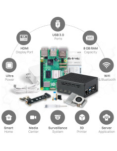 Raspberry Pi 5 8GB Set con Caja Metal, Enfriador y SSD NVMe 2