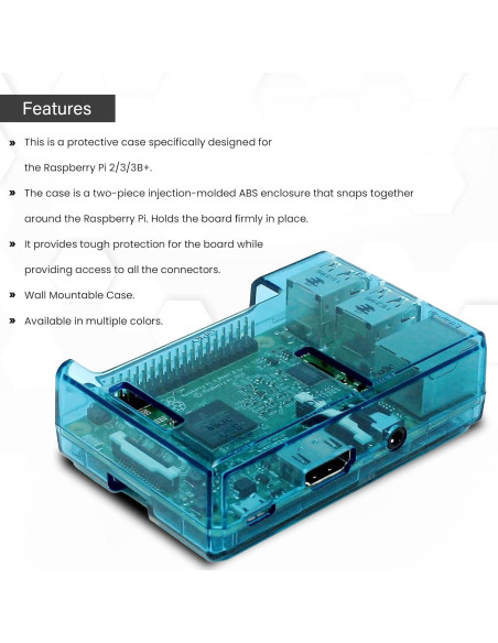 Carcasa Protectora Azul SB Components para Raspberry Pi 2 B+