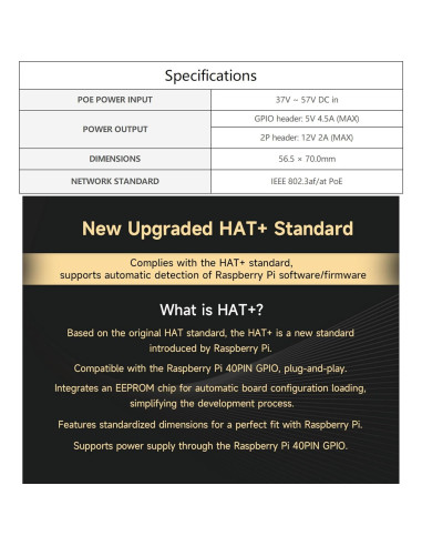 Adaptador PCIe a M.2 con HAT PoE Wonrabai para Raspberry Pi 5