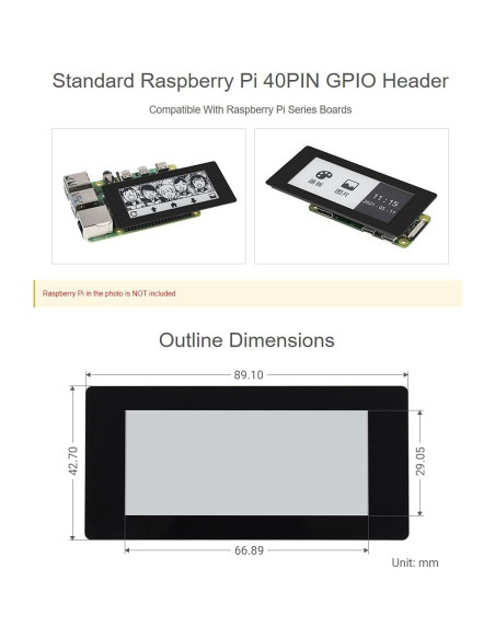 Pantalla Táctil E-Paper 2.9" Waveshare 296x128 SPI