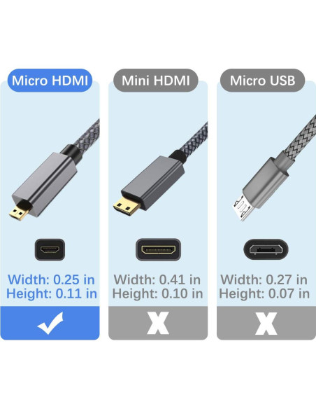 Cable Micro HDMI Elebase 3 m 4K 60Hz Compatible Raspberry Pi