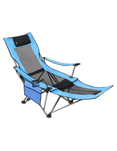 Sillón Plegable Camping Suntime Azul Reclinable con Reposapiés