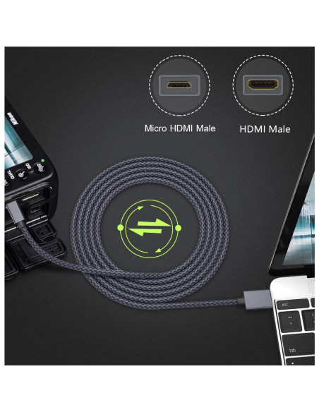 Cable Micro HDMI Elebase 3 m 4K 60Hz Compatible Raspberry Pi