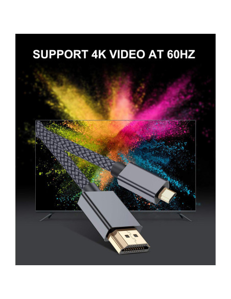 Cable Micro HDMI Elebase 3 m 4K 60Hz Compatible Raspberry Pi