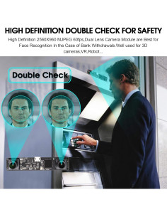 Módulo de Cámara USB ELP Doble Lente 1.3MP 960P 60fps 2