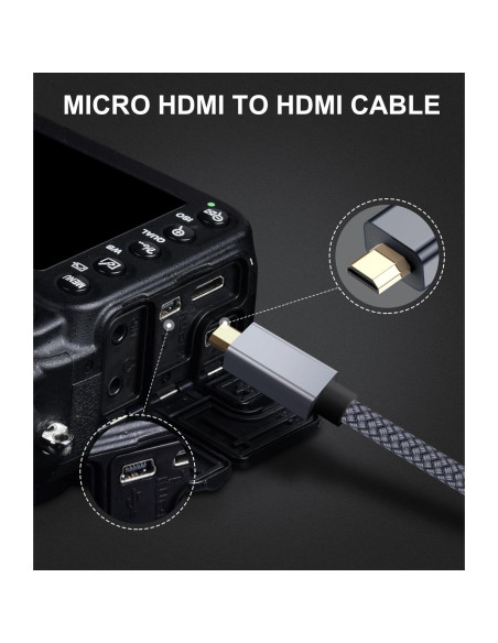 Cable Micro HDMI Elebase 3 m 4K 60Hz Compatible Raspberry Pi