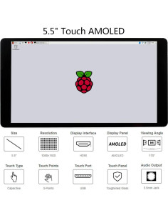 Pantalla AMOLED 5.5" HDMI 1080p Táctil Capacitiva Waveshare 2