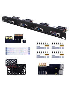 Kit Rack 1U Waveshare para Raspberry Pi 4B - Soporta 4 Unidades