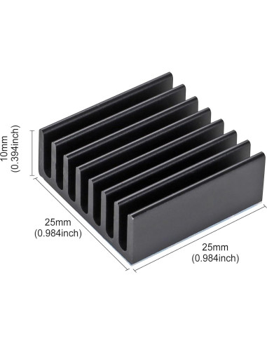10 Disipadores de Calor Aluminio 25x25x10mm con Cinta Térmica