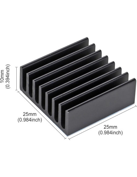 10 Disipadores de Calor Aluminio 25x25x10mm con Cinta Térmica