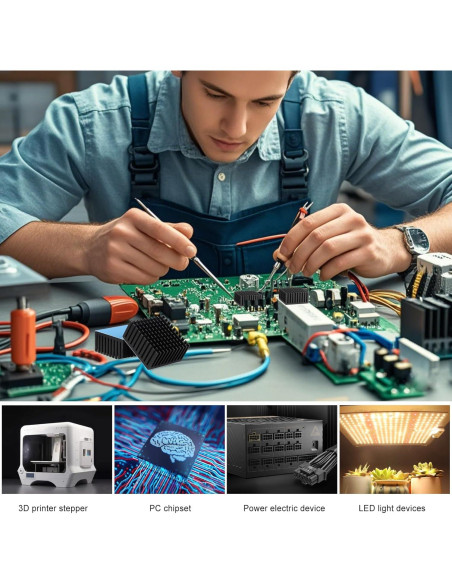 10 Disipadores de Calor Aluminio 25x25x10mm con Cinta Térmica