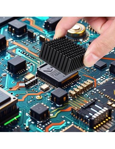 10 Disipadores de Calor Aluminio 25x25x10mm con Cinta Térmica