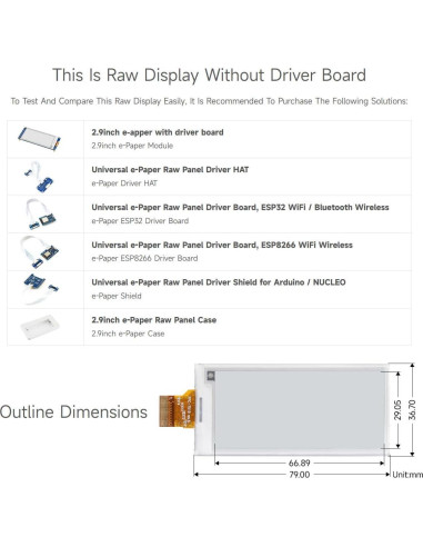 Pantalla E-Ink 2.9" Waveshare 296x128 SPI para Raspberry Pi