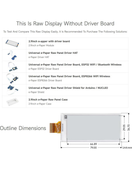 Pantalla E-Ink 2.9" Waveshare 296x128 SPI para Raspberry Pi