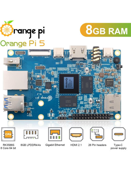 Computadora de Placa Única Orange Pi 5 8GB RK3588S 8 Núcleos 8K