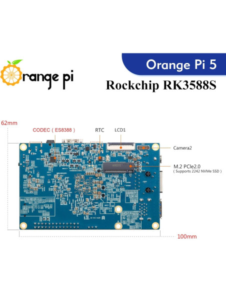 Computadora de Placa Única Orange Pi 5 8GB RK3588S 8 Núcleos 8K