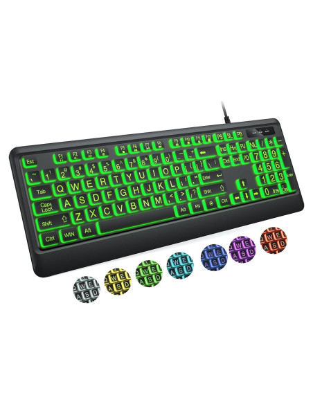 Teclado USB KOPJIPPOM Grande Retroiluminado 7 Colores