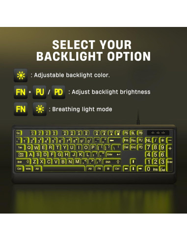 Teclado USB KOPJIPPOM Grande Retroiluminado 7 Colores