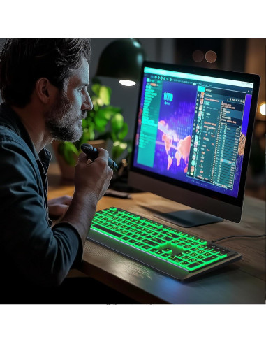 Teclado USB KOPJIPPOM Grande Retroiluminado 7 Colores