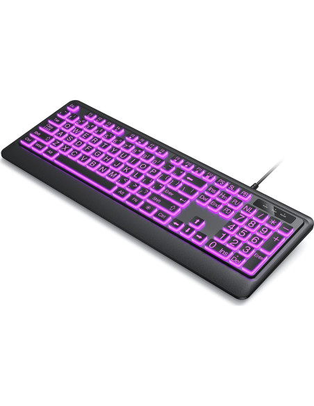 Teclado USB KOPJIPPOM Grande Retroiluminado 7 Colores