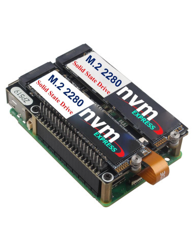 Adaptador ZDE PCIe a Doble M.2 HAT NVMe para Raspberry Pi 5