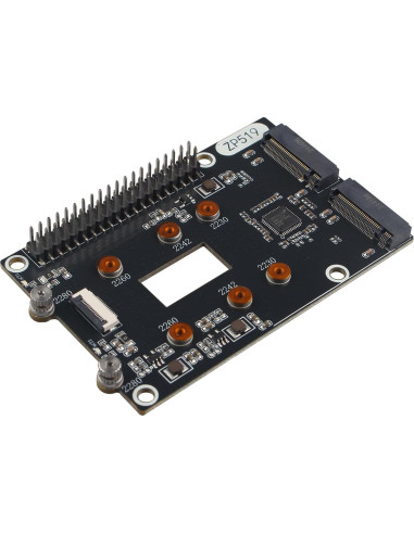 Adaptador ZDE PCIe a Doble M.2 HAT NVMe para Raspberry Pi 5