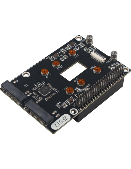 Adaptador ZDE PCIe a Doble M.2 HAT NVMe para Raspberry Pi 5
